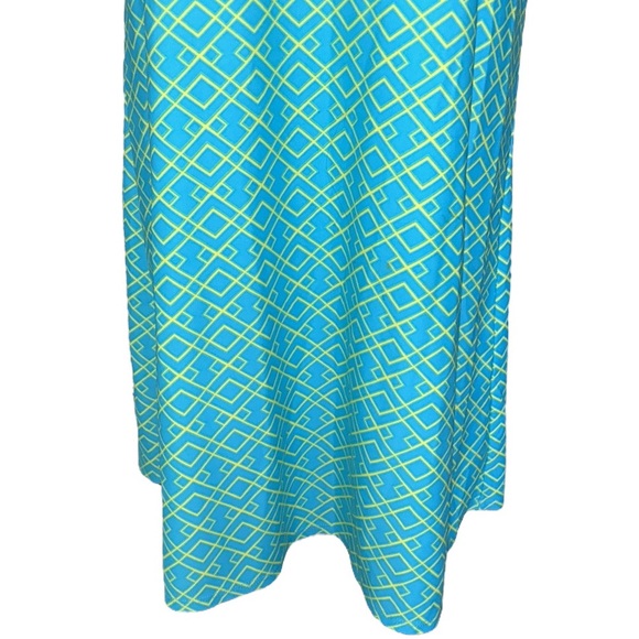 Jude Connally Juliet Aqua Blue Yellow Trellis Trio Printed Tunic Mini Dress - L - Picture 3 of 11